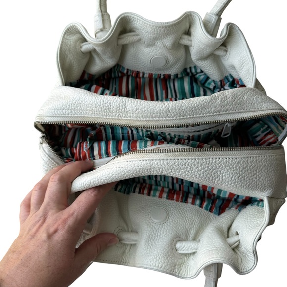 Brighton Perforated White Leather Bag with Heart Charm Dust Cover Included - Picture 5 of 14